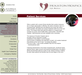 website redesign for houston hospice, subpage template