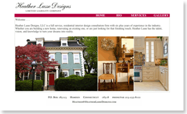 website for heather lasse designs, homepage